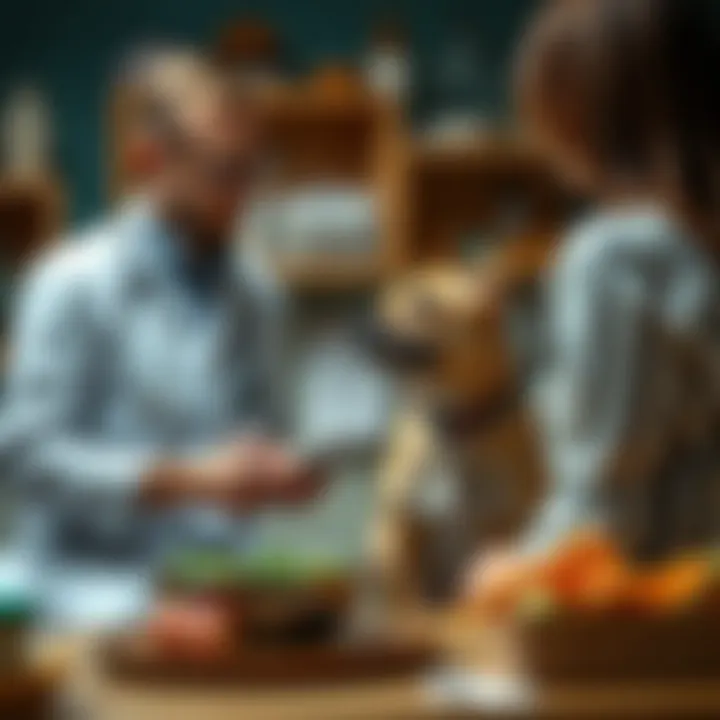 Veterinary Consultation on Dog Nutrition Vet discussing dog nutrition with a pet owner