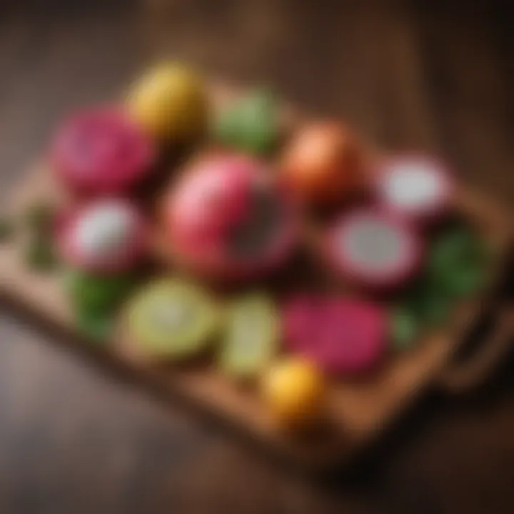 A variety of fresh fruits and herbs arranged on a wooden board, ready for drink enhancement