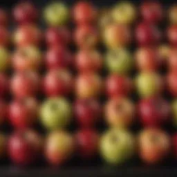 A selection of fresh apples in various colors and sizes, showcasing diversity.