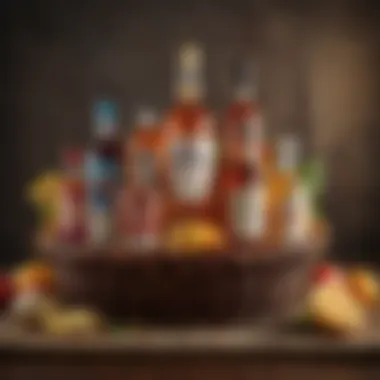 Themed Liquor Gift Basket Themed liquor gift basket showcasing various spirits