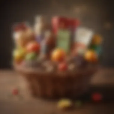 An Artfully Arranged Gift Basket Showcasing Seasonal Elements Artfully arranged gift basket showcasing seasonal elements