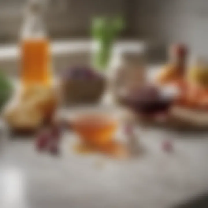 Fresh ingredients for crafting syrup laid out on a kitchen counter