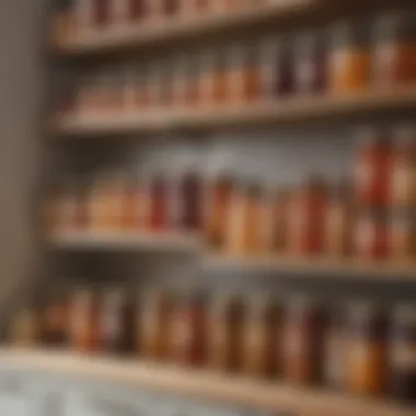 Stylish storage jars for homemade syrups displayed in a pantry