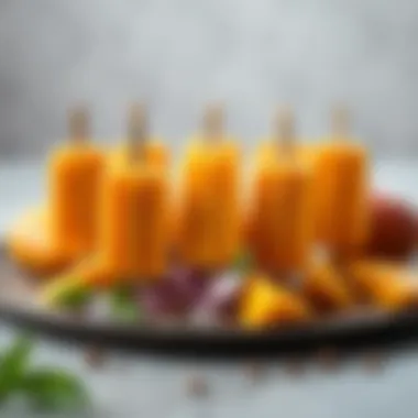 Artistic Presentation Mango popsicles arranged artistically on a serving platter