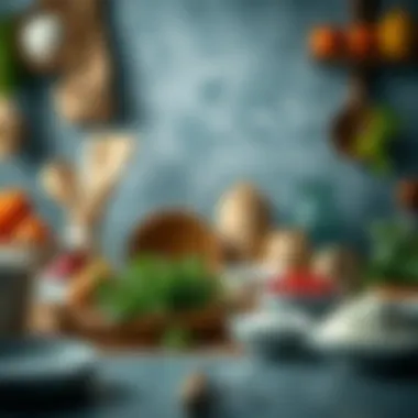 Visually Engaging Recipe Layout An artistic layout of recipe ingredients and utensils