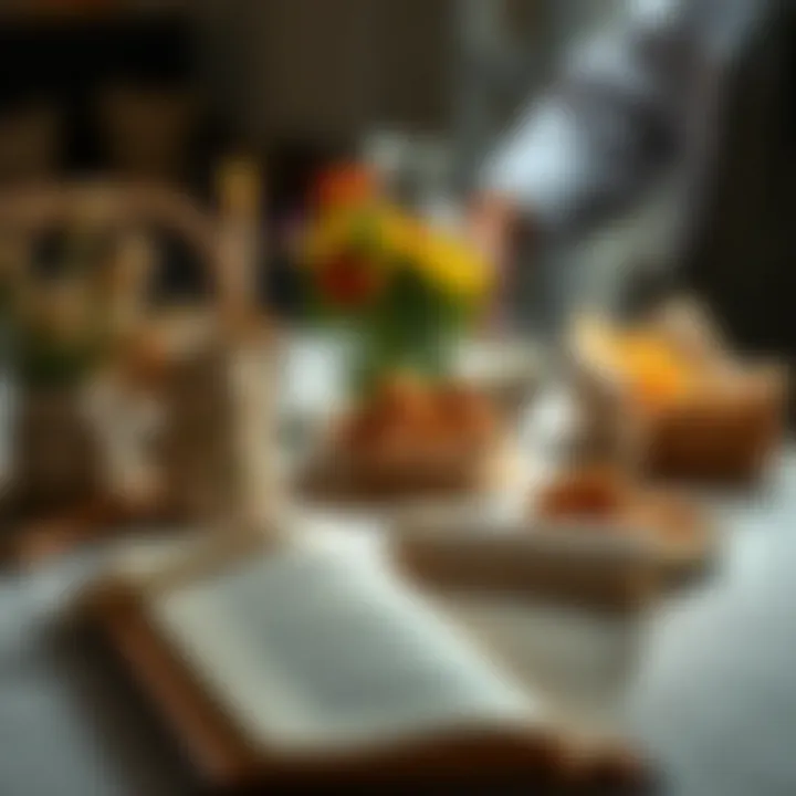 Aromatic Table Setting with Recipes A beautifully arranged table with recipe book pages open