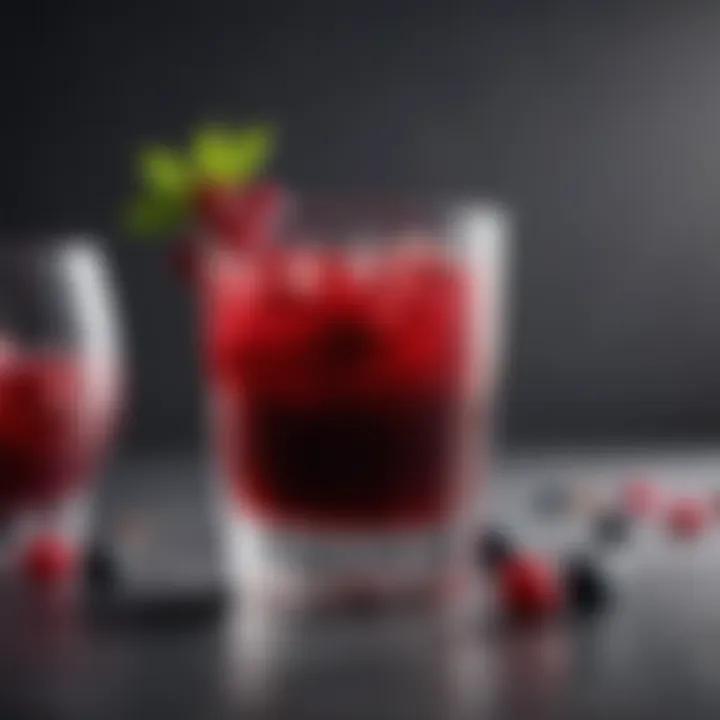 Cranberry juice cocktail in a glass with fresh berries