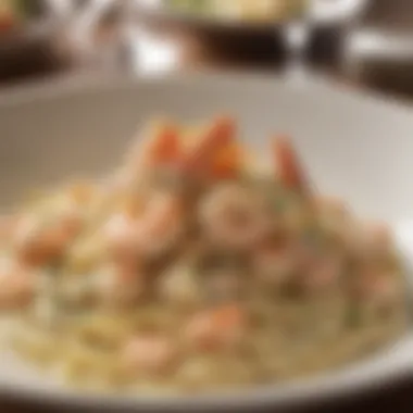 Gourmet Plated Shrimp Alfredo Elegant shrimp Alfredo plated for a gourmet meal