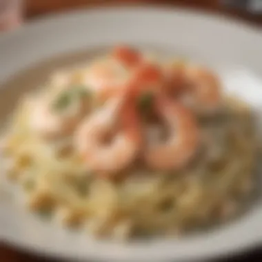 Garnished Creamy Shrimp Alfredo Delicious creamy shrimp Alfredo garnished with parsley