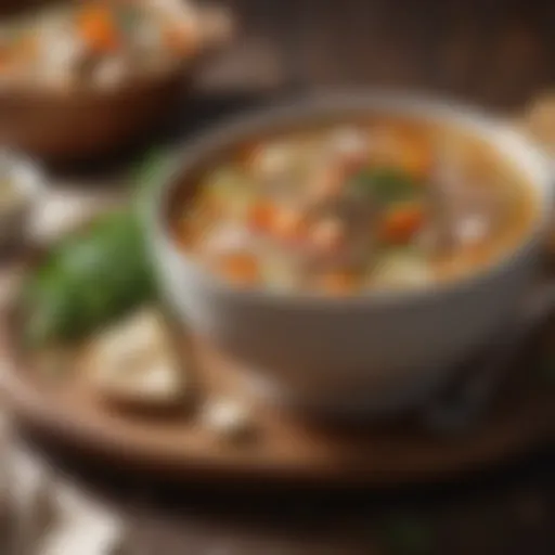 Hearty turkey soup with vegetables and herbs