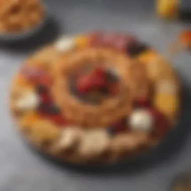 A vibrant display of gourmet snacks arranged elegantly on a platter