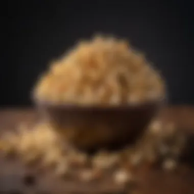 Culinary Fusion in a Bowl An elegant bowl of popcorn mixed with peanut butter, garnished with nuts and chocolate.