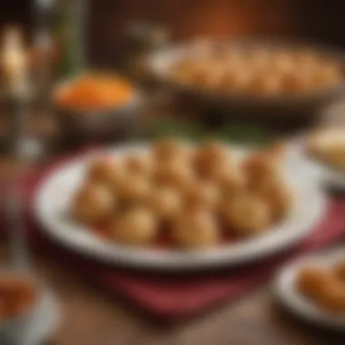 Gefilte fish balls as part of a festive table setting