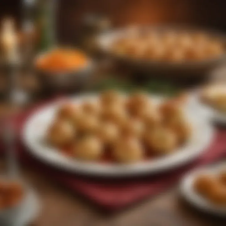 Gefilte fish balls as part of a festive table setting