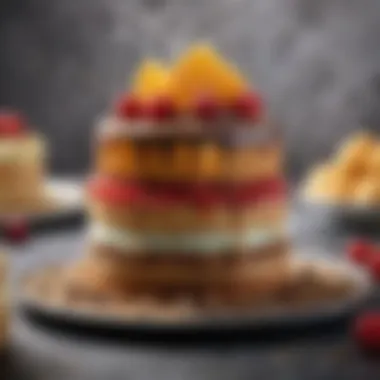 A stunning dessert display featuring multiple cakes enhanced with lust dust, showcasing culinary artistry.