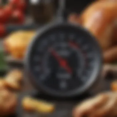 Thermometer indicating ideal oil temperature for frying