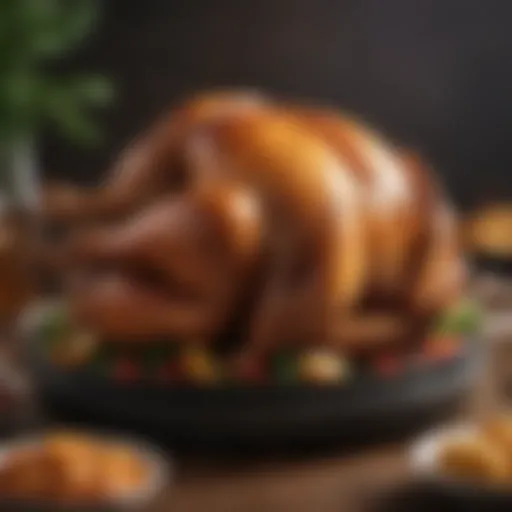 A perfectly fried turkey resting on a platter