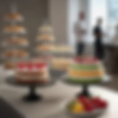 Disposable cake stands in a catering setup enhancing the event