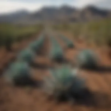 A beautiful arrangement of various agave plants in a Mexican landscape