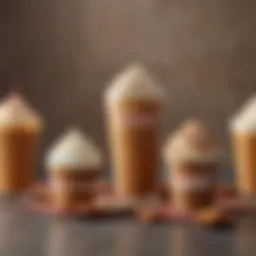 A selection of Dunkin' Donuts beverages showcasing classic iced coffee and seasonal flavors.