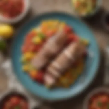 Innovative Grilled Pork Tenderloin with Fruit Salsa A modern twist on Easter dinner with a grilled pork tenderloin, served alongside a creative fruit salsa.