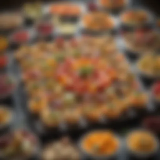 Colorful platter of assorted bite-sized appetizers