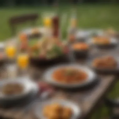Chic Outdoor Dining Experience Elegant table setting with appetizers for an outdoor gathering