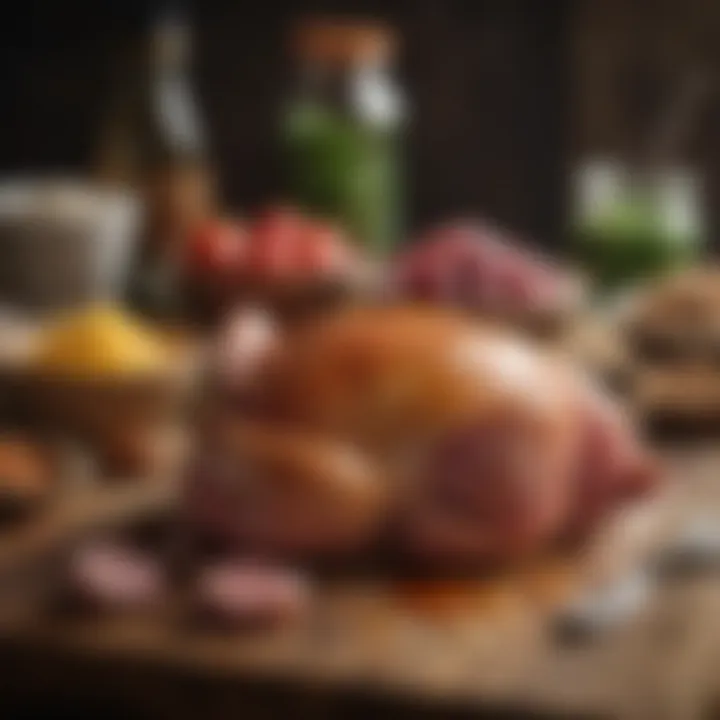 A close-up of the glaze ingredients arranged on a rustic surface.