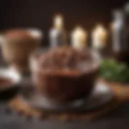 Rich chocolate pudding in a decorative bowl