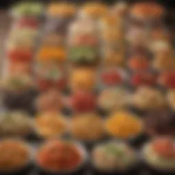 A vibrant display of assorted appetizers for a potluck gathering.