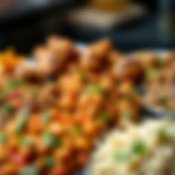 A colorful platter of ground meat dishes showcasing a variety of spices and herbs