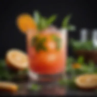 Vibrant Spring Cocktail with Herbs and Citrus A vibrant spring cocktail garnished with fresh herbs and citrus