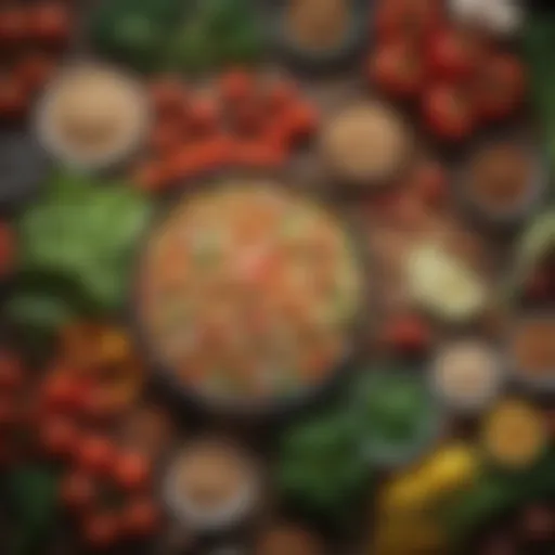 Colorful assortment of fresh vegetables and grains