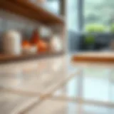 Close-up of clean grout lines beside ceramic tiles