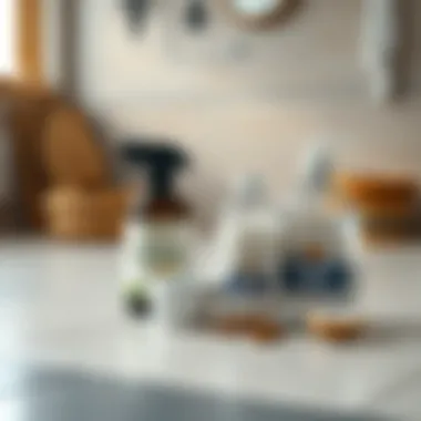 Natural Cleaning Solutions Natural cleaning solutions arranged next to ceramic tile