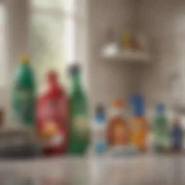 Essential Cleaning Supplies Household items arranged for cleaning