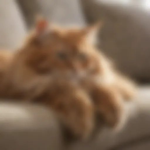 A close-up of cat hair on a couch