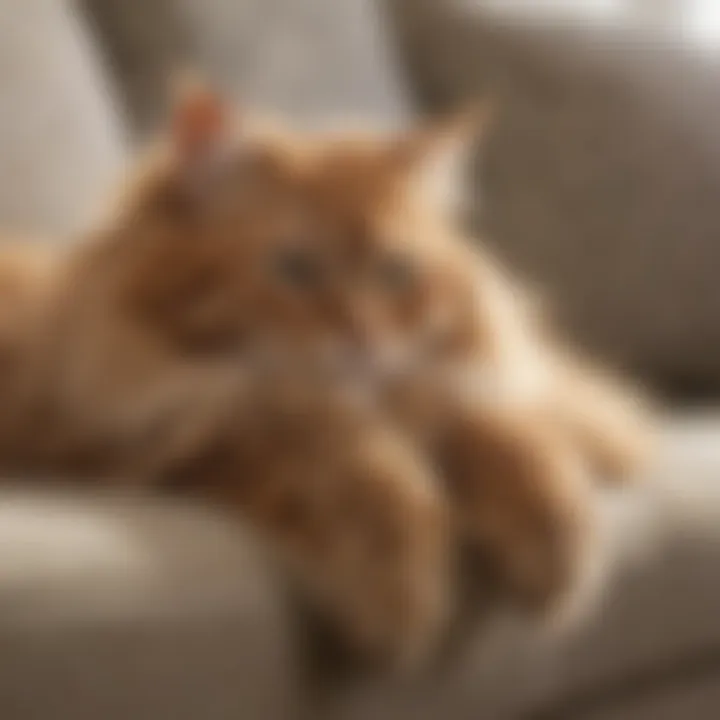 A close-up of cat hair on a couch