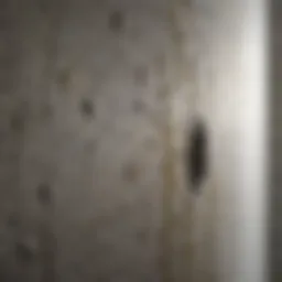 Close-up view of moldy shower grout highlighting the issue