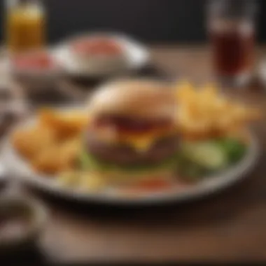 Plated Hamburger Experience A beautifully arranged plate showcasing a hamburger meal with sides