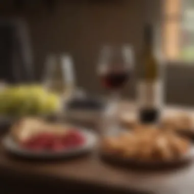 Relaxing Wine and Snack Atmosphere A cozy setting with wine and light snacks.