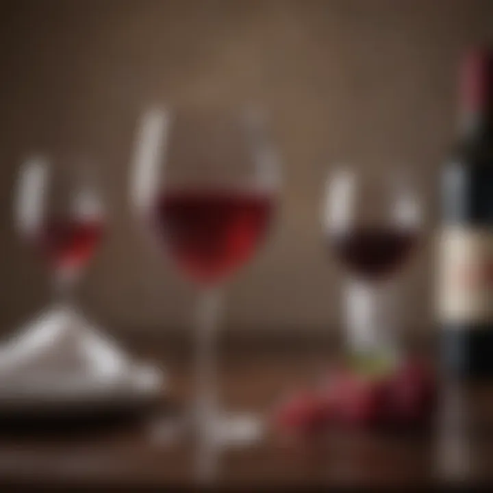 A glass of red wine elegantly placed on a table.