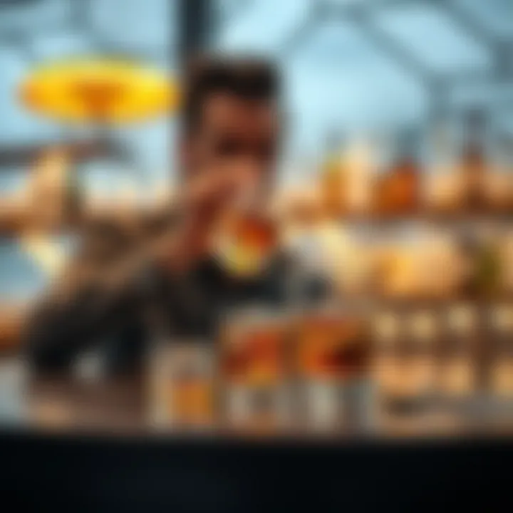 Elevating the Whisky Experience Person enjoying whisky with rocks in a refined setting