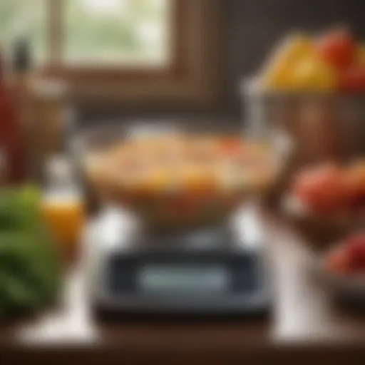 A high-precision digital food scale displaying various measurements