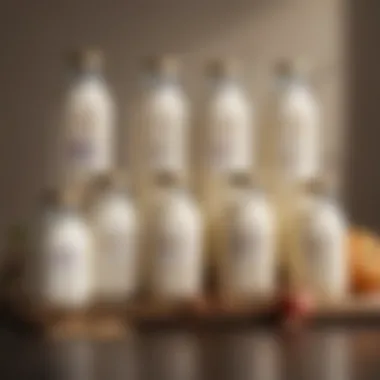 Diverse Milk Alternatives Display A serene assortment of various milk substitutes in elegant containers