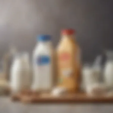 Nutritional Insights of Milk Substitutes Nutritional labels of various milk substitutes laid out on a table