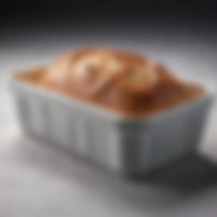 Close-up of a ceramic loaf pan showcasing its sleek design