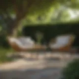 Elegant nest patio furniture arrangement in a lush garden setting