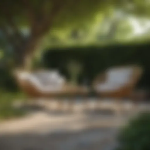 Elegant nest patio furniture arrangement in a lush garden setting