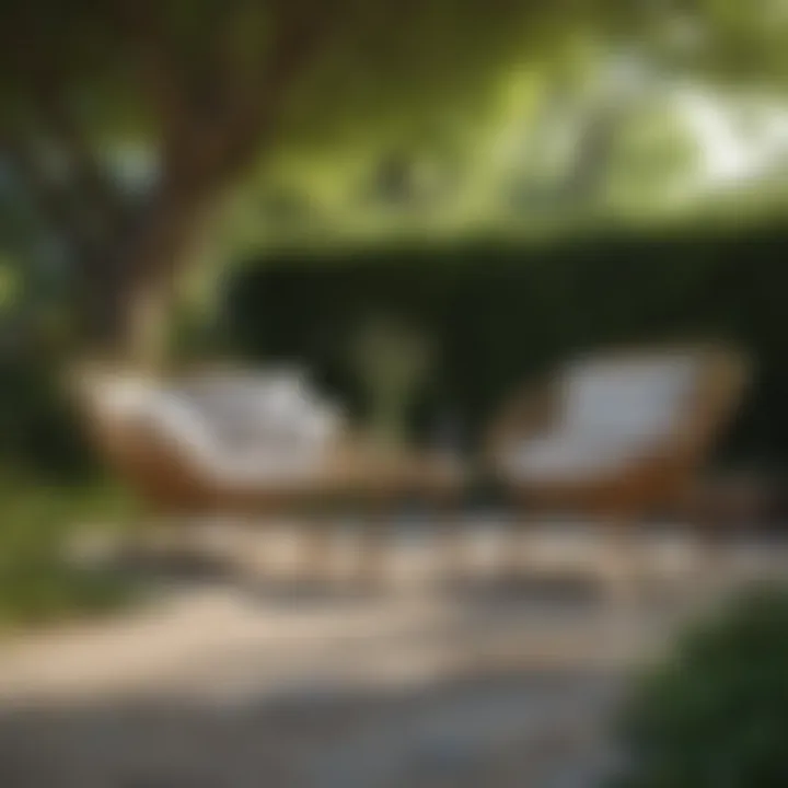 Elegant nest patio furniture arrangement in a lush garden setting